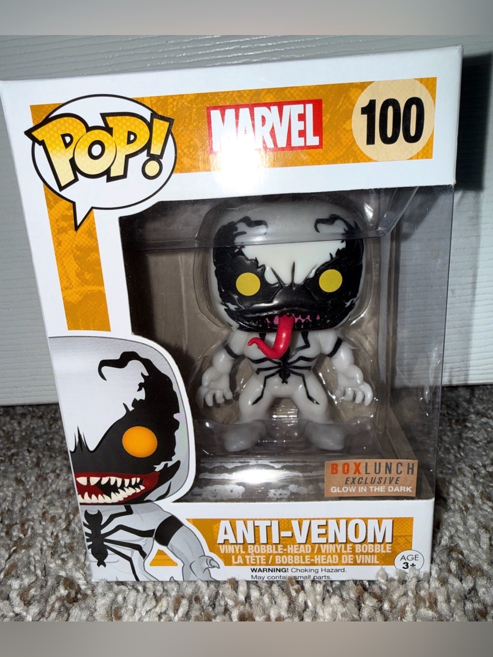 Marvel Anti-Venom Pop! Vinyl Figure - White, Black & Yellow with Red Tongue
